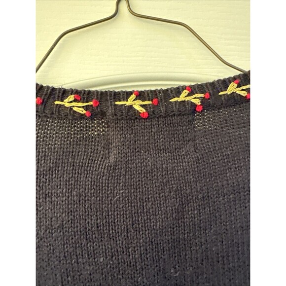 Vtg Tiara International Christmas Cardigan Sweater Embroidered And Beaded Size M - Picture 13 of 16
